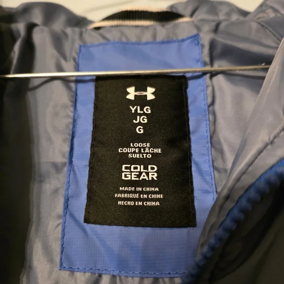 Under Armour Blue Hooded Cold Gear Puffer Jacket Sz Youth Large - Picture 6 of 8